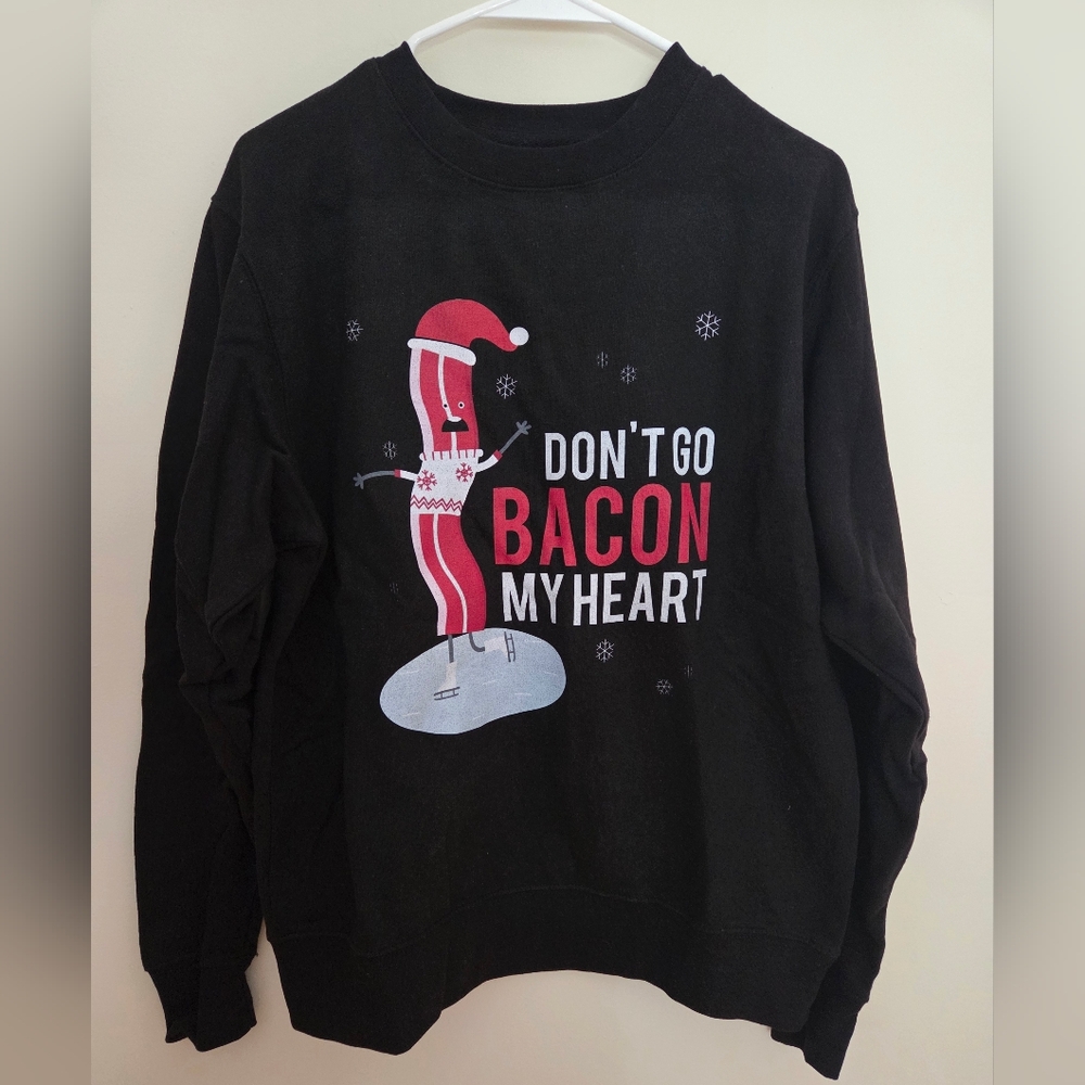 Men's Ugly Sweater "Don't Go Bacon My Heart" S